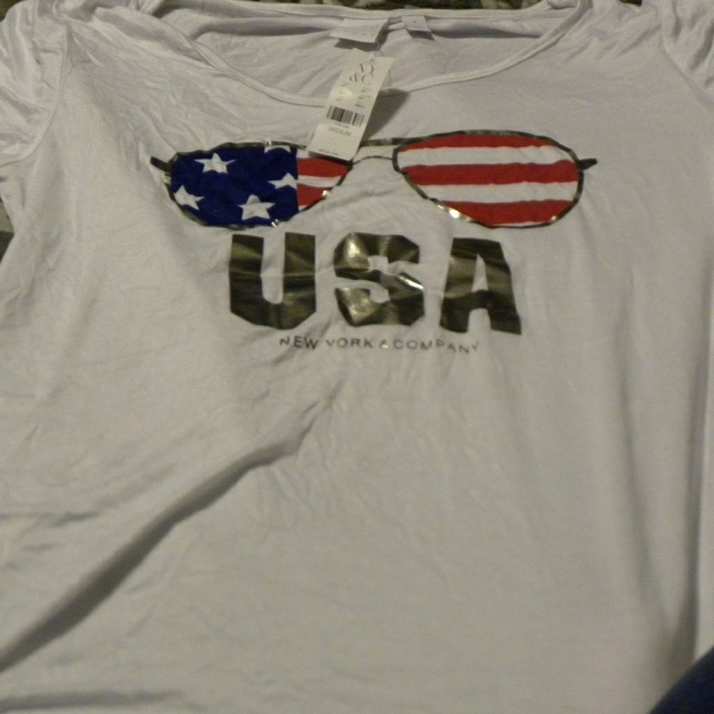 New York and Company White patriotic shirt